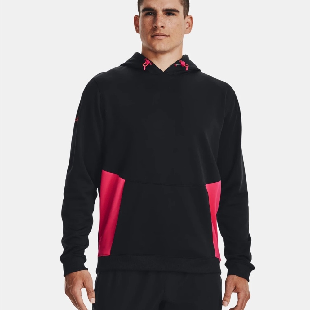 Under Armour Storm Fleece Pullover Hoodie Jacket Men's Small Black/Pink